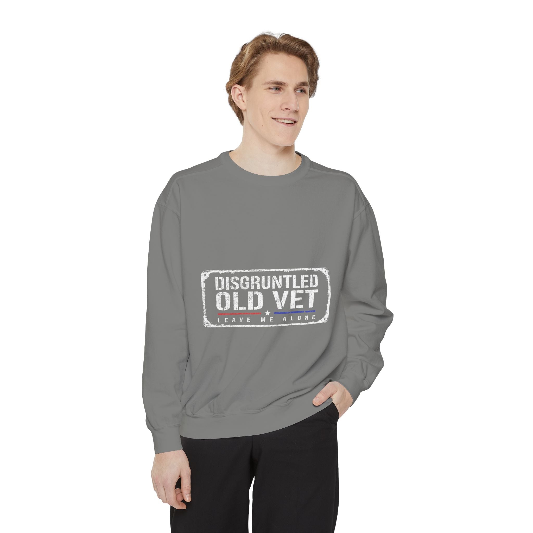 Disgruntled Old Vet Sweatshirt, Leave Me Alone Veteran Crewneck, Funny Military Gift for Retired Soldier, Sarcastic Grandpa Pullover
