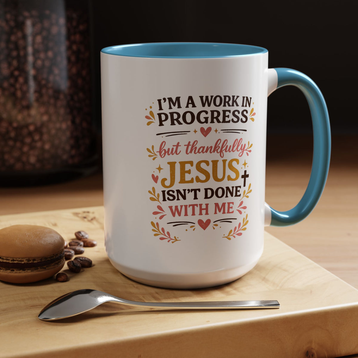 I'm a Work in Progress Christian Coffee Mug, Encouraging Faith Gift for Women, Inspirational Jesus Scriptures Ceramic Tea Cup, Religious Quote