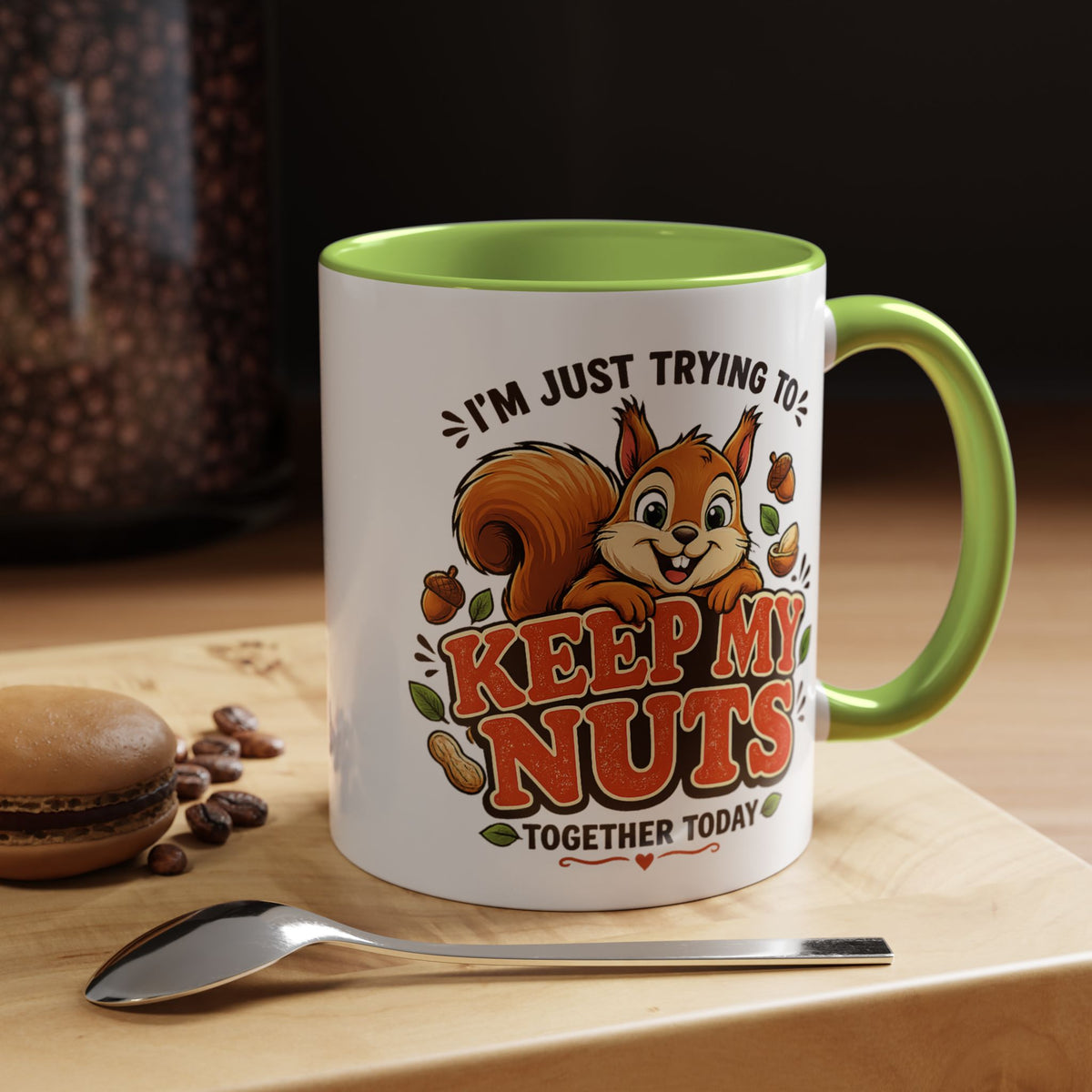 Funny Squirrel Coffee Mug, Keep My Nuts Together Today Mug, Cute Squirrel Humor Gift, Office Coffee Cup, Stress Relief Mug for Coworkers