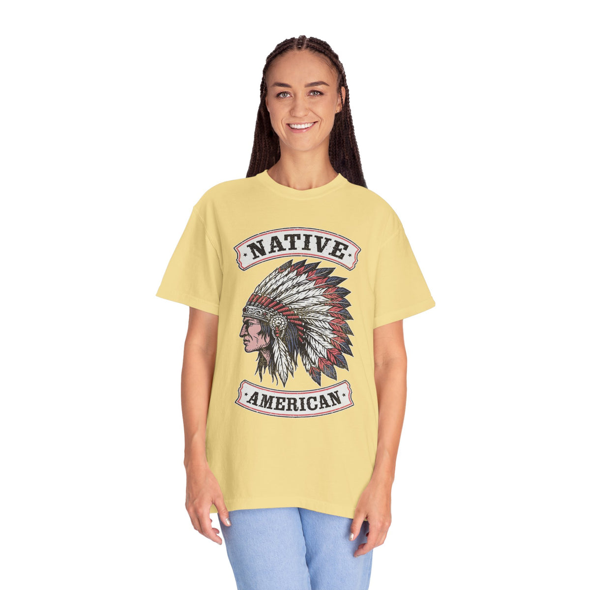 Native American Headdress Shirt, Patriotic USA Graphic Tee, Vintage American Eagle Style, Western Americana Gift, Fourth of July Shirt