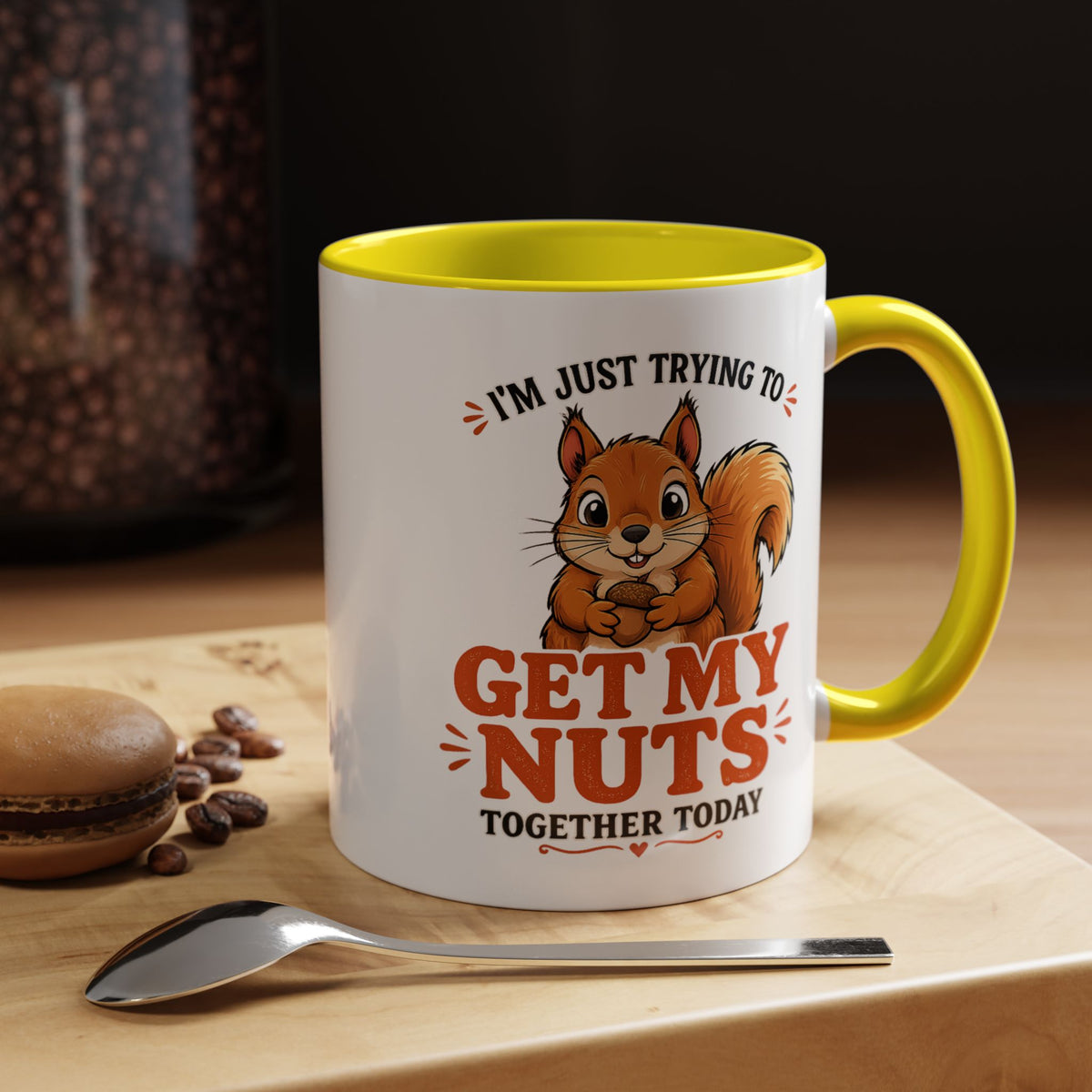Funny Squirrel Coffee Mug, Get My Nuts Together Today Mug, Cute Squirrel Mug, Sarcastic Work Humor Gift, Woodland Animal Coffee Cup