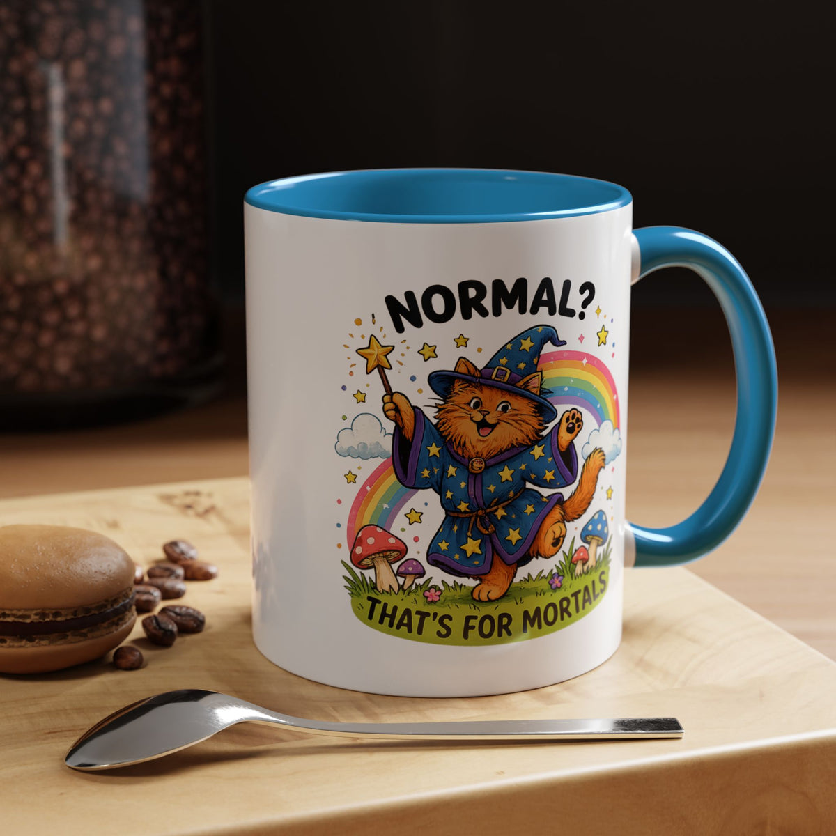 Funny Wizard Cat Mug, Normal That's For Mortals Coffee Mug, Magical Cat Lover Gift, Fantasy Wizard Kitty Mug for Book Lovers