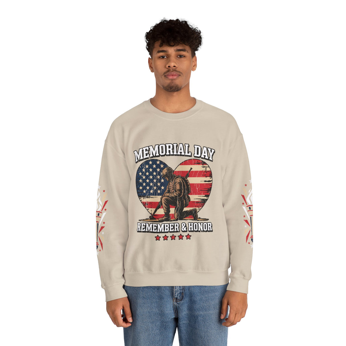 Memorial Day Sweatshirt, Patriotic Military Pullover, Remember and Honor American Flag Crewneck, Veteran Gift, Memorial Day Shirt