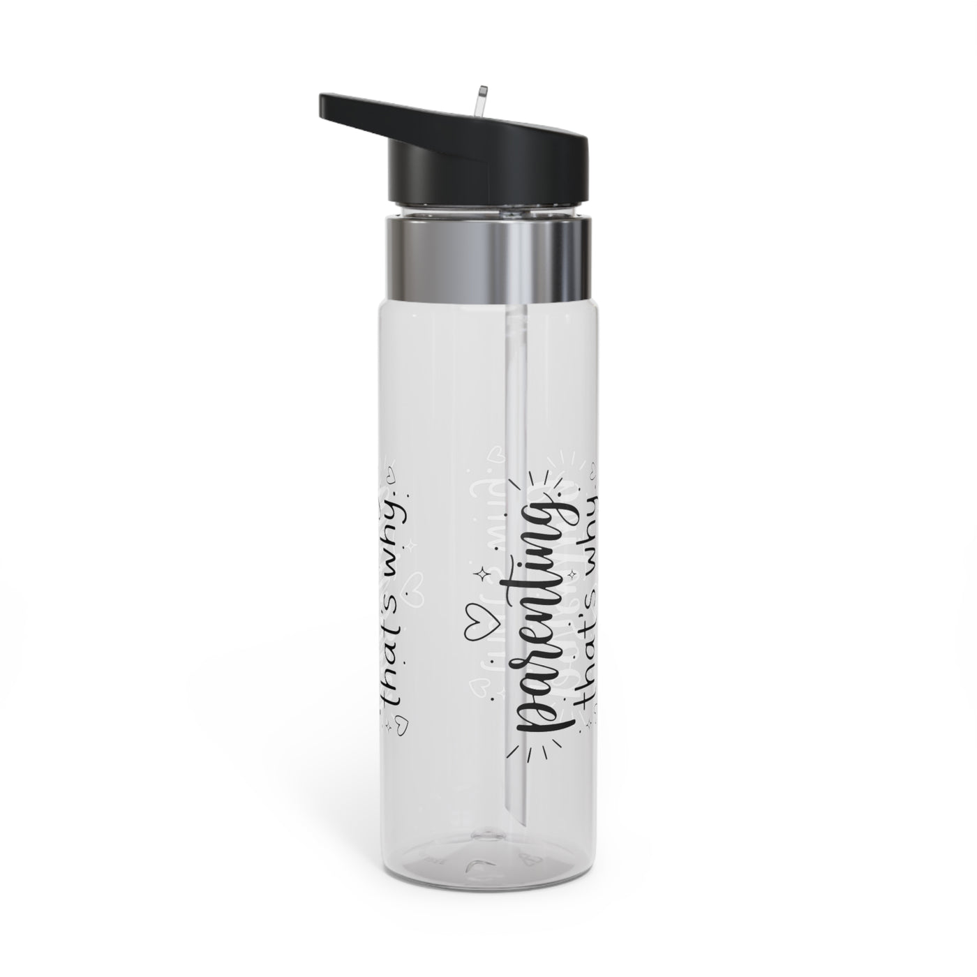 Personalized Parenting Transparent Water Bottle, Mom Gift for Busy Parents, Inspirational Drink Bottle for Moms, Everyday Hydration Gift
