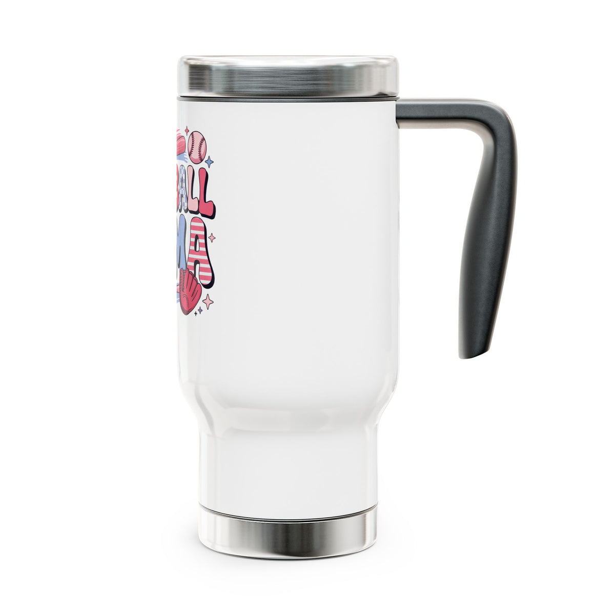 Softball Mama Travel Mug, Pink Baseball Mom Stainless Steel Cup, Cute Sports Mom Gift, Game Day Drinkware, Softball Season Gift for Women
