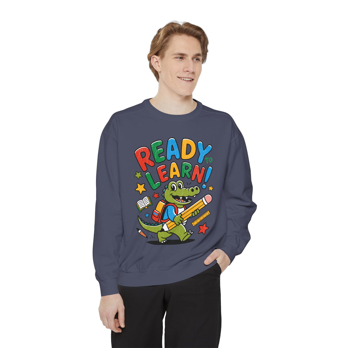 Ready to Learn Alligator Sweatshirt, Colorful Back to School Pullover, Cute Student Gift, Preschool Teacher Outfit, Classroom Style