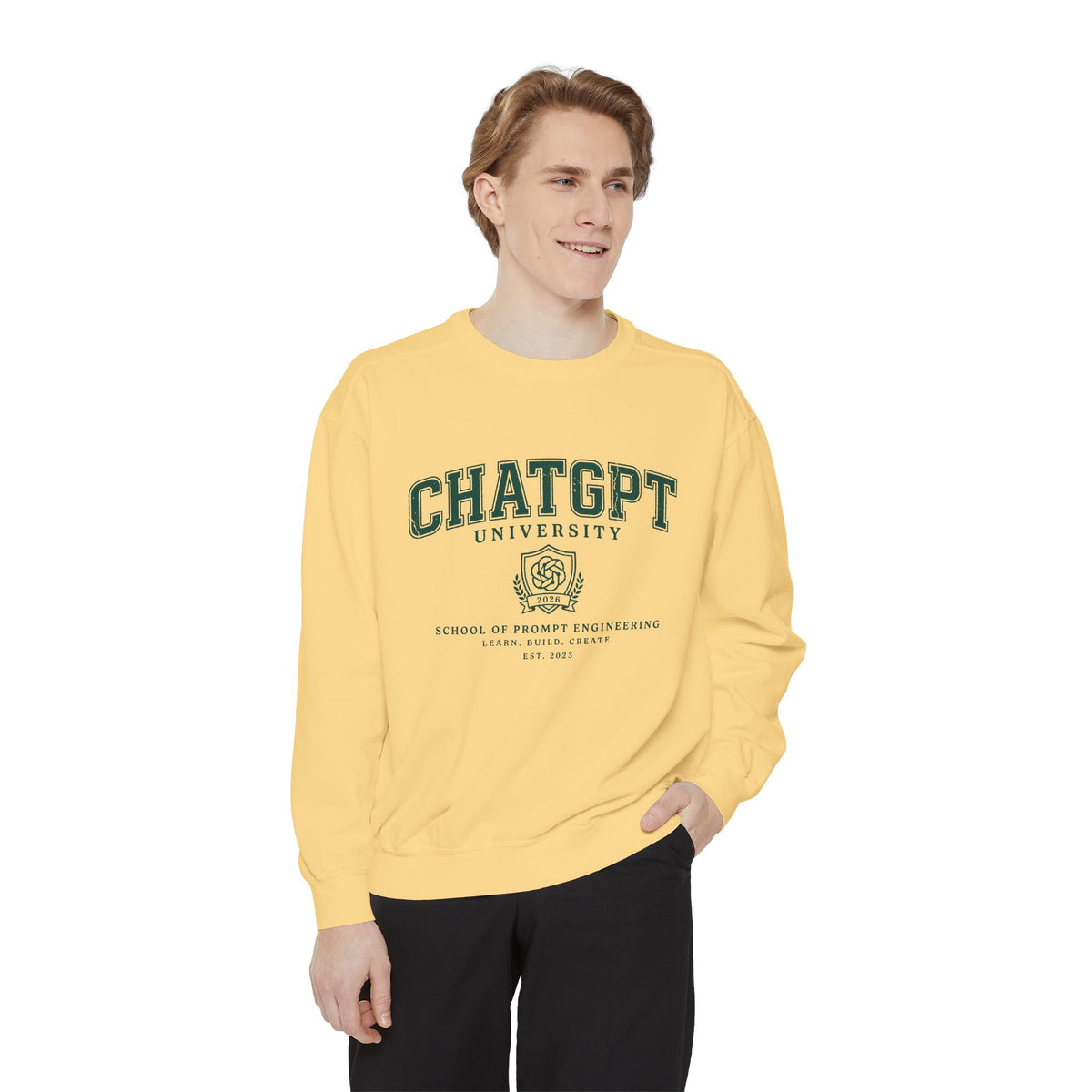 ChatGPT University Sweatshirt, Prompt Engineering Crewneck, AI Student Gift, Funny Tech Pullover, Coder Graduation Campus Outfit 2026