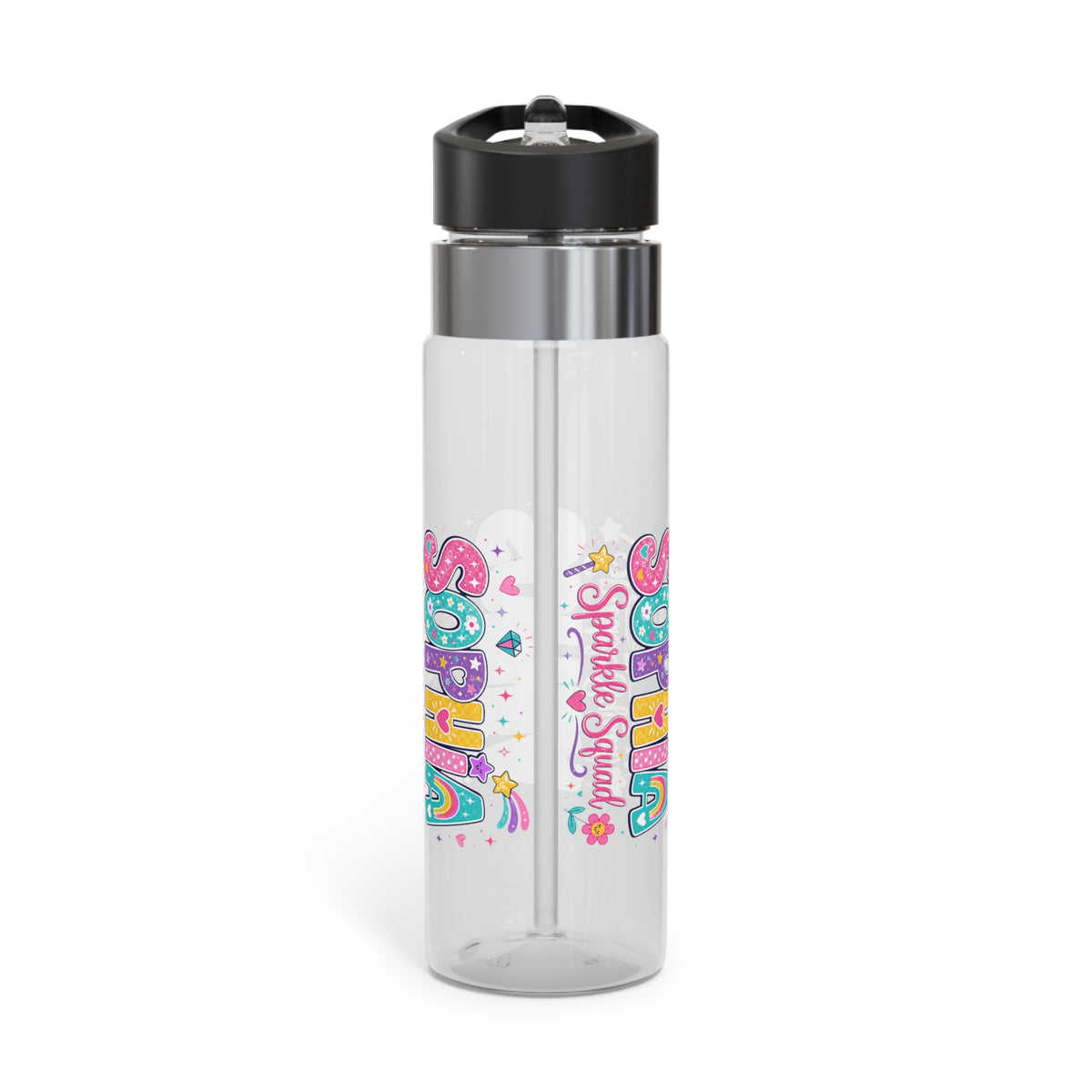 Personalized Girls Water Bottle, Custom Name Kids Gift, Cute Girl Birthday Present, Sparkle Water Bottle for Young Girls