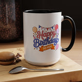 Happy Birthday to You Coffee Mug, Pink and Blue Balloons with Party Bunting, Cheerful Gift for a Sister or Best Friend's Daily Coffee Break