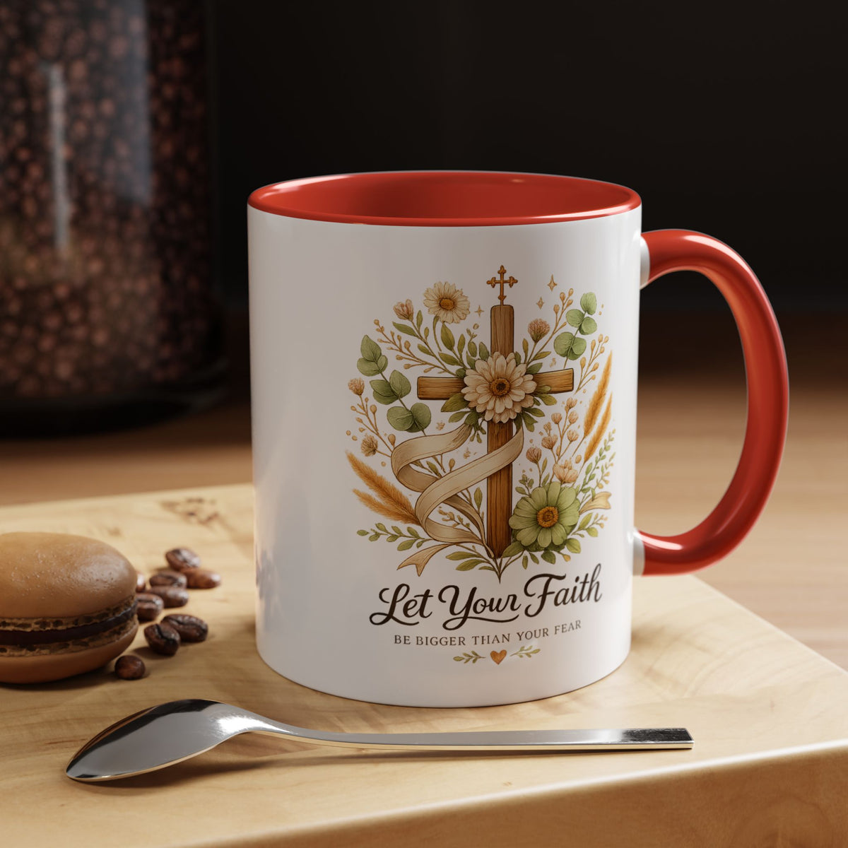 Christian Faith Inspirational Mug, Let Your Faith Be Bigger Than Your Fear Coffee Mug, Religious Gift for Women, Prayer Mug