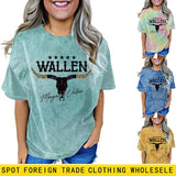 European and American Womens Fun Pattern New Round Neck Short Sleeved Shirt