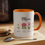 Personalized Birth Flower Mom Mug, Custom Kids Names Coffee Mug, Mother's Day Gift for Mom, Floral Family Keepsake Cup, Grandma Gift