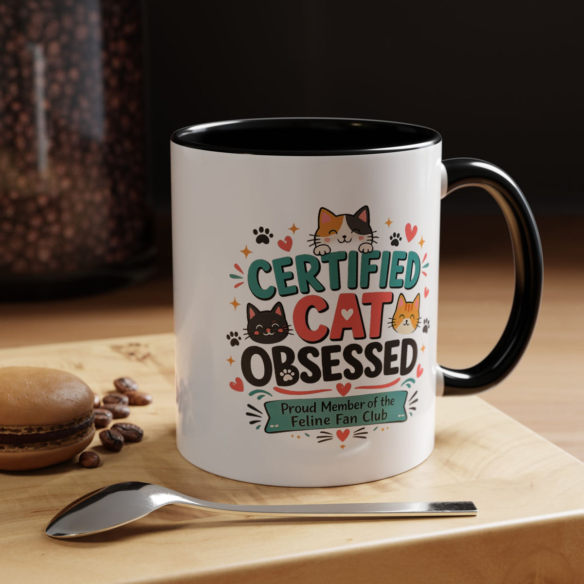 Cat Lover Coffee Mug, Certified Cat Obsessed Mug, Funny Cat Mom Gift, Cute Feline Fan Club Cup, Cat Owner Present for Pet Lovers