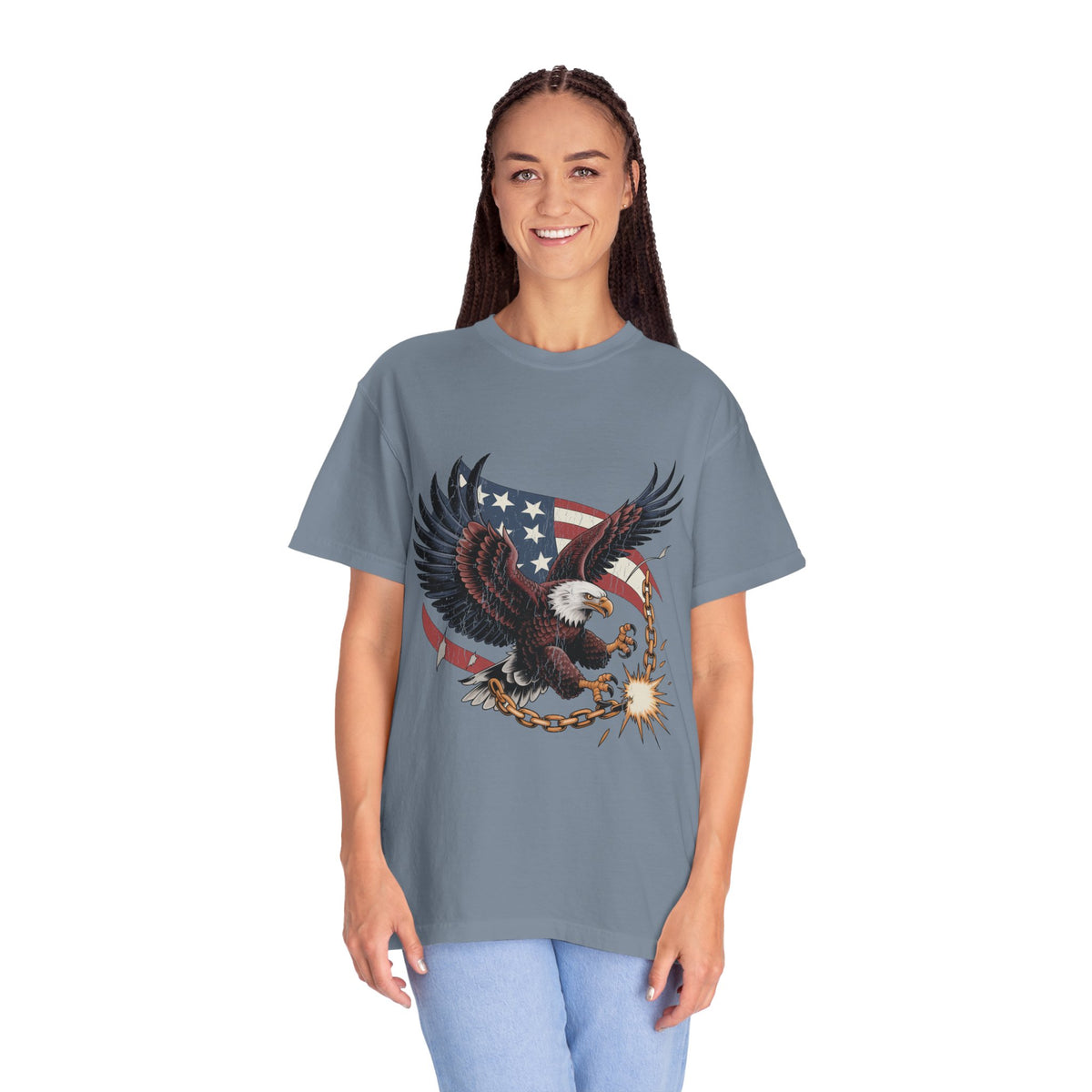 Patriotic Eagle Shirt, American Flag T Shirt, Bald Eagle Military Tee, Veteran Gift, USA Graphic Shirt, Fourth of July Patriotic Top