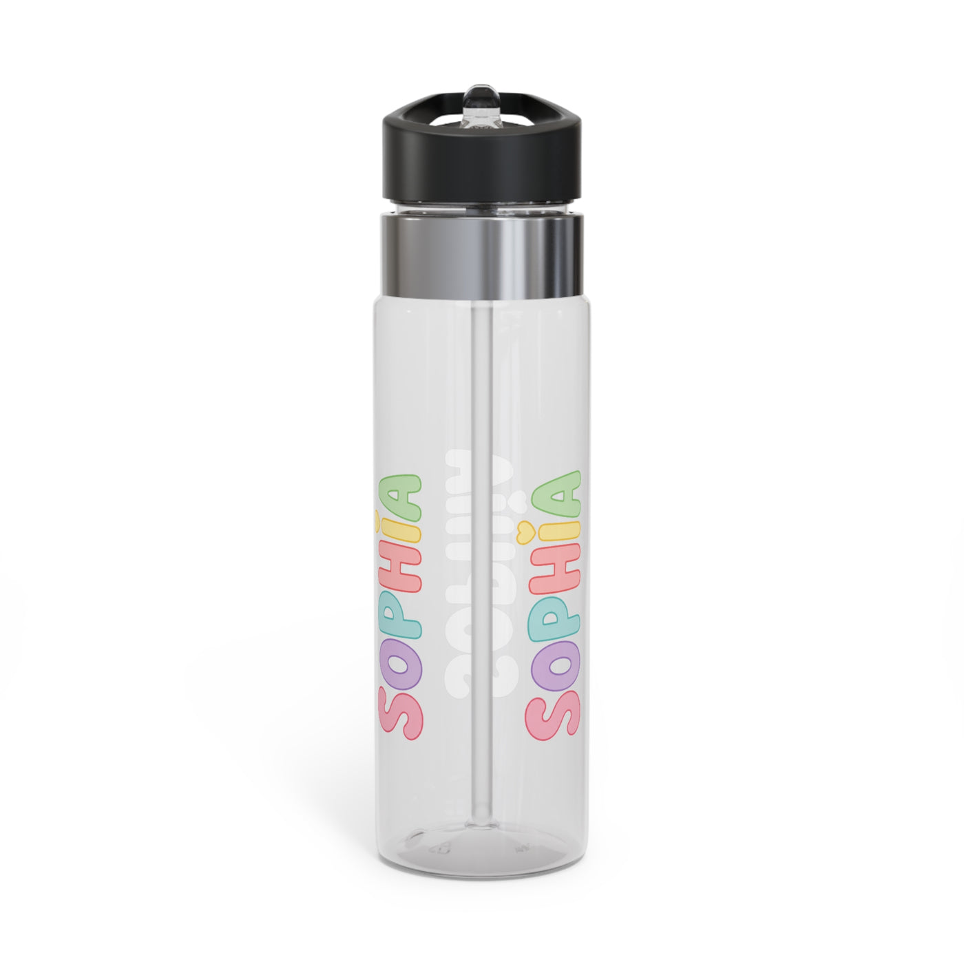 Personalized Transparent Water Bottle for Girls, Cute Name Drink Bottle, Colorful School Water Bottle, Back to School Gift