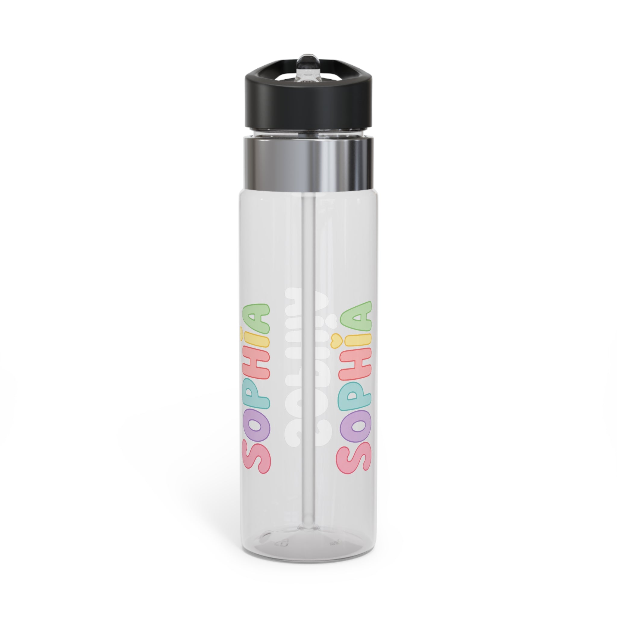 Personalized Transparent Water Bottle for Girls, Cute Name Drink Bottle, Colorful School Water Bottle, Back to School Gift