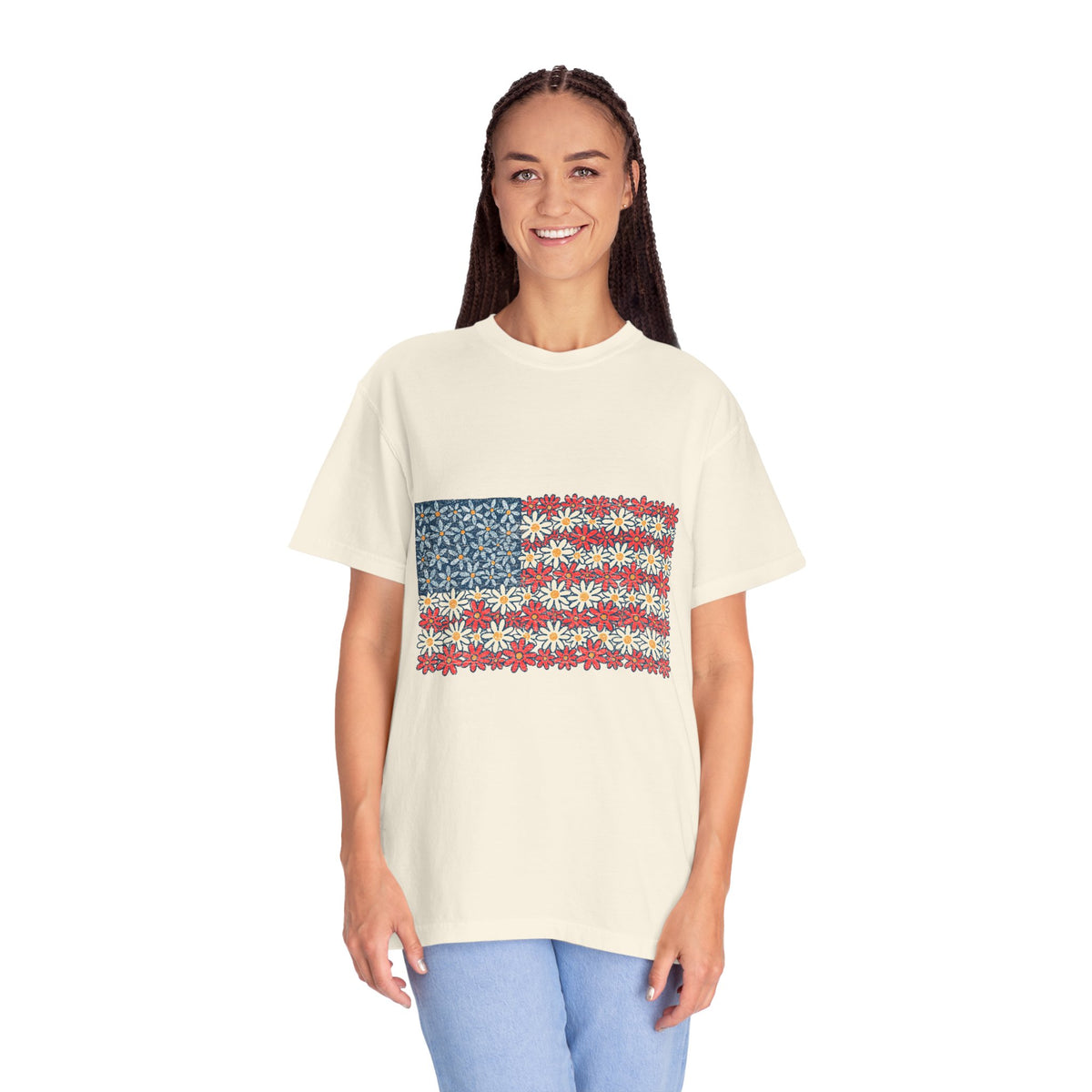 American Flag Floral Shirt, Patriotic Flower Graphic Tee, Vintage Americana T Shirt, Fourth of July Outfit, Red White Blue Gift