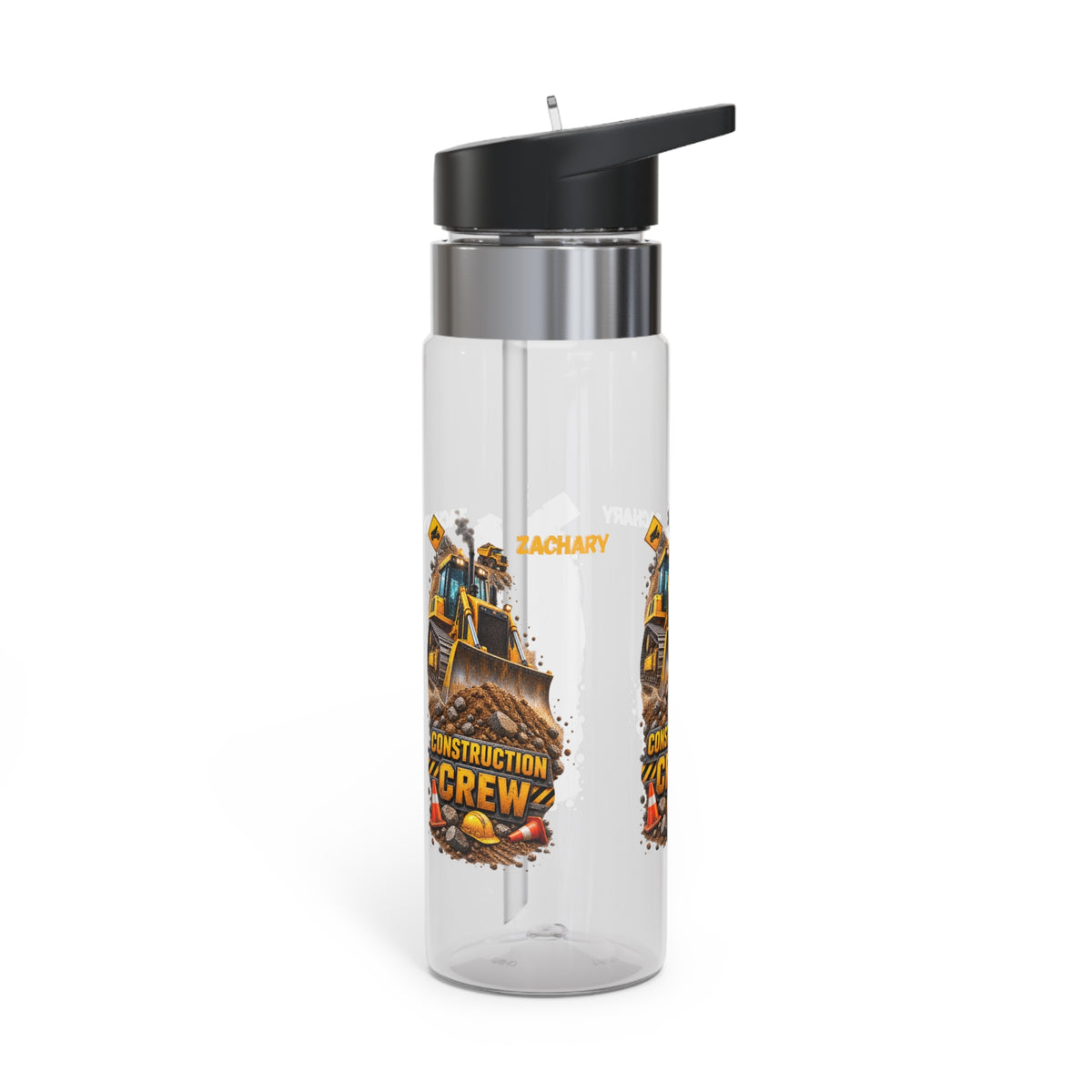 Personalized Construction Water Bottle for Boys, Custom Name Bulldozer Kids Bottle, 20oz Construction Crew School Bottle, BPA-Free Tritan Gift