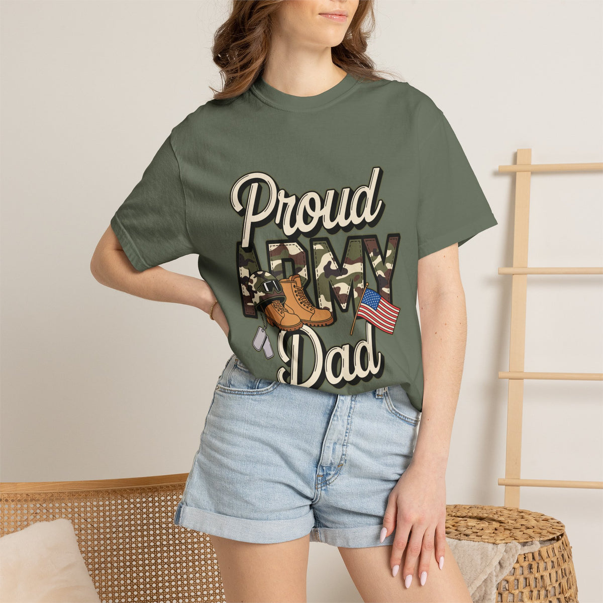 Proud Army Dad Shirt, Military Dad Graphic Tee, Patriotic Father T-Shirt, Army Family Support Gift, Veteran Dad Apparel