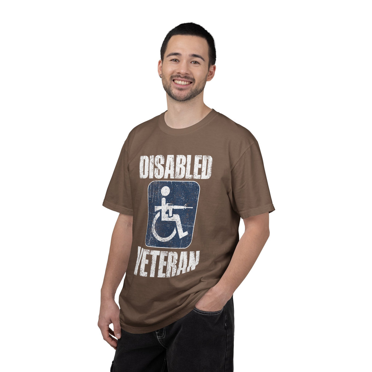 Disabled Veteran Shirt, Distressed Wheelchair and Rifle Graphic, Military Service Pride, Veterans Day Gift and Everyday Casual Wear