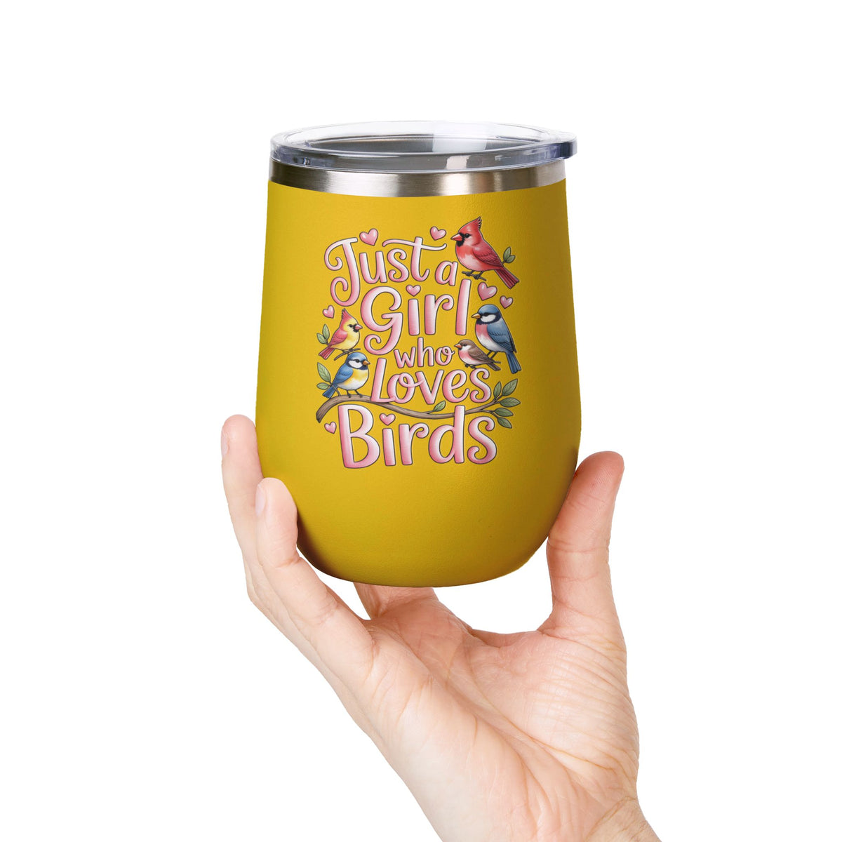 Bird Lover Wine Tumbler, Just a Girl Who Loves Birds, Cute Birdwatching Drink Tumbler, Nature Lover Gift for Her, Birdwatcher Gift, Nature