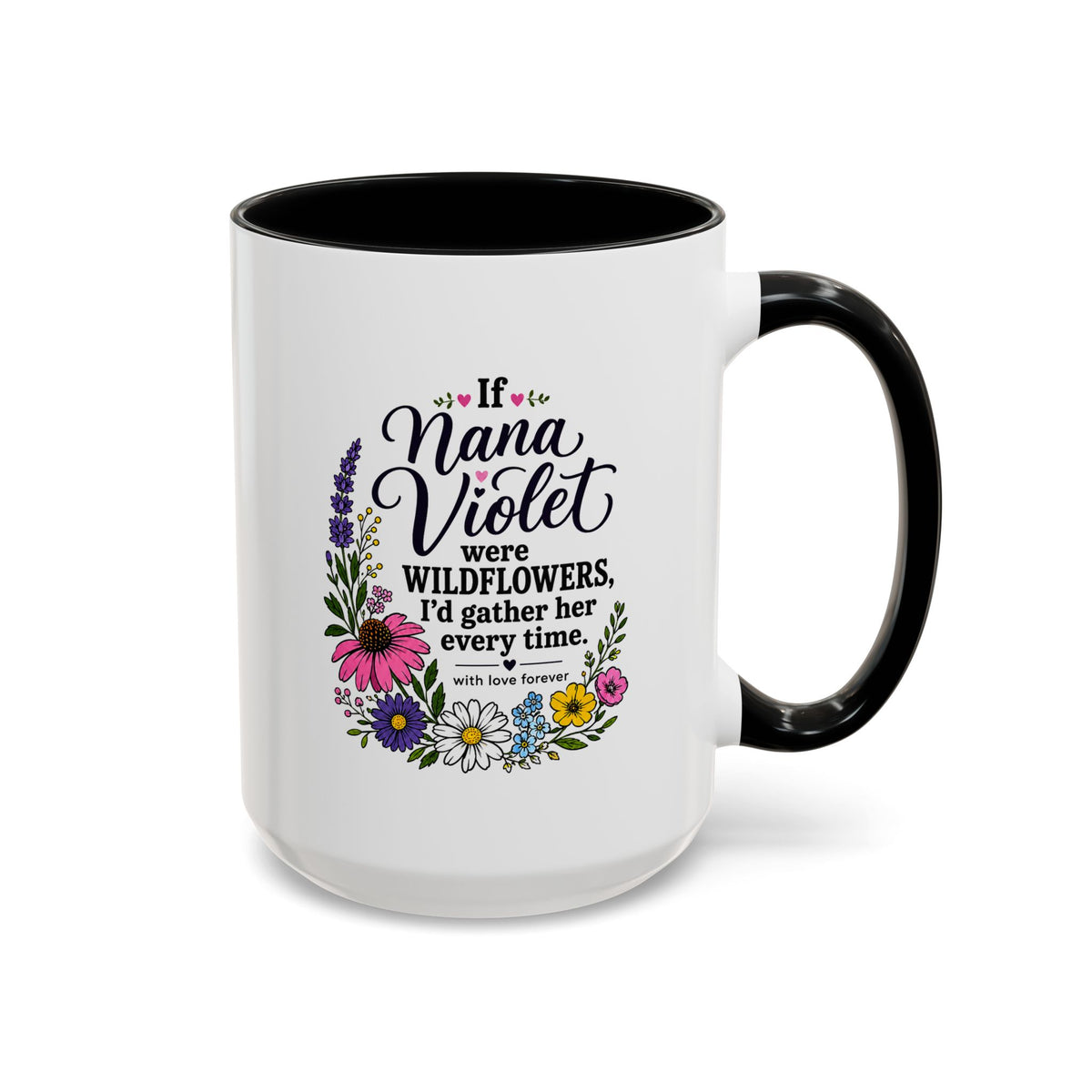 Nana Violet Wildflower Mug, Floral Grandmother Coffee Cup, Sentimental Gift from Grandchild, Birthday or Mothers Day Present