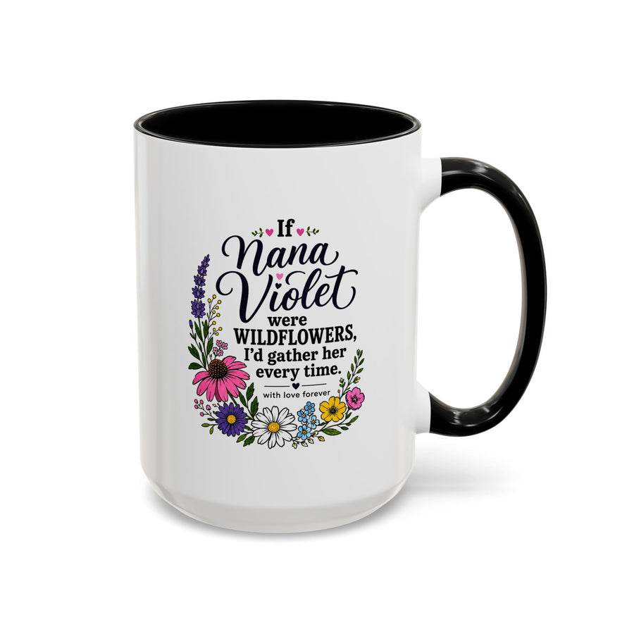 Nana Violet Wildflower Mug, Floral Grandmother Coffee Cup, Sentimental Gift from Grandchild, Birthday or Mothers Day Present