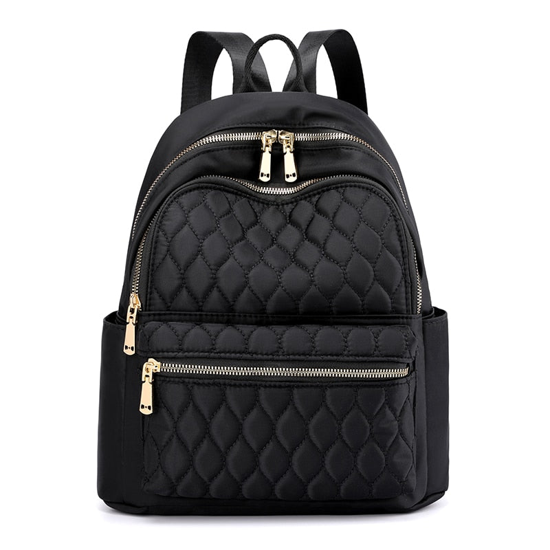 Fashion Diamond Lattice Women Backpack Durable Fabric Nylon Backpack Pretty Style Girls School Backpack Female Travel Backpack