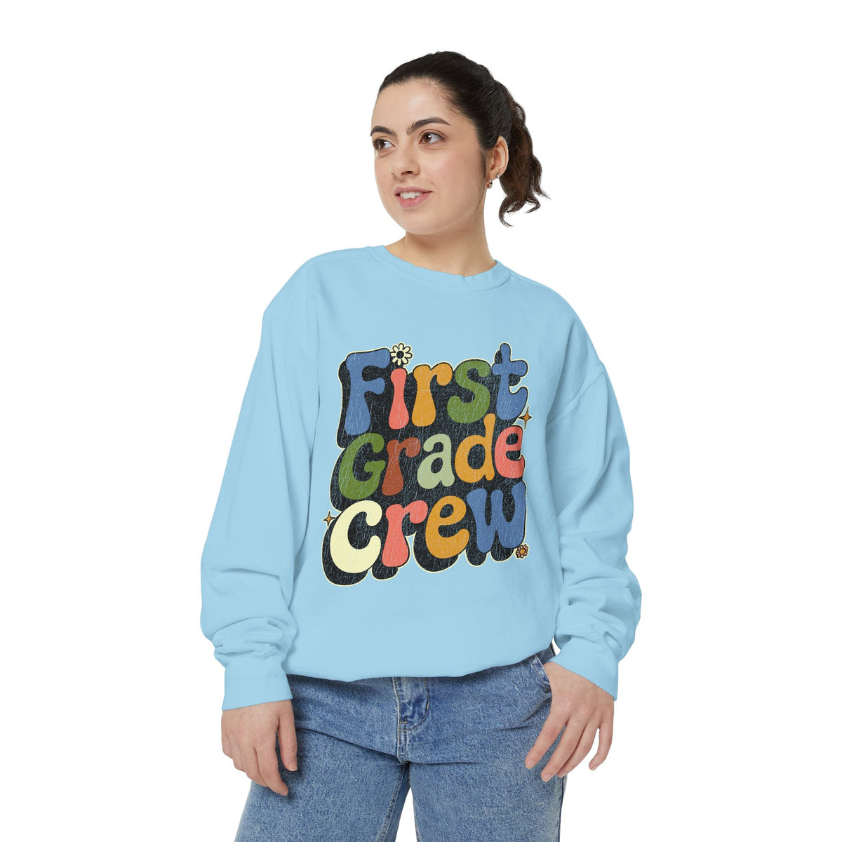 First Grade Crew Sweatshirt, Retro Teacher Team Crewneck, Elementary School Staff Gift, First Day Classroom Outfit, Grade One Team Pullover