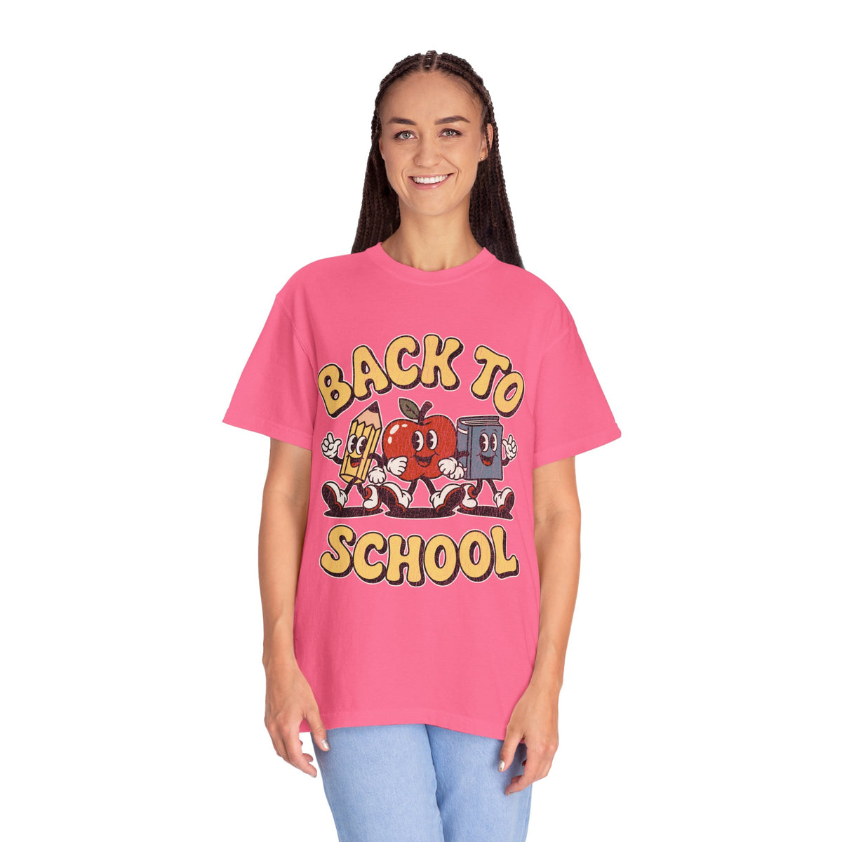 Back to School T-Shirt, Retro Apple Pencil and Book Graphic Tee, Teacher Shirt, First Day Classroom Outfit, Educator Gift, School Staff Top