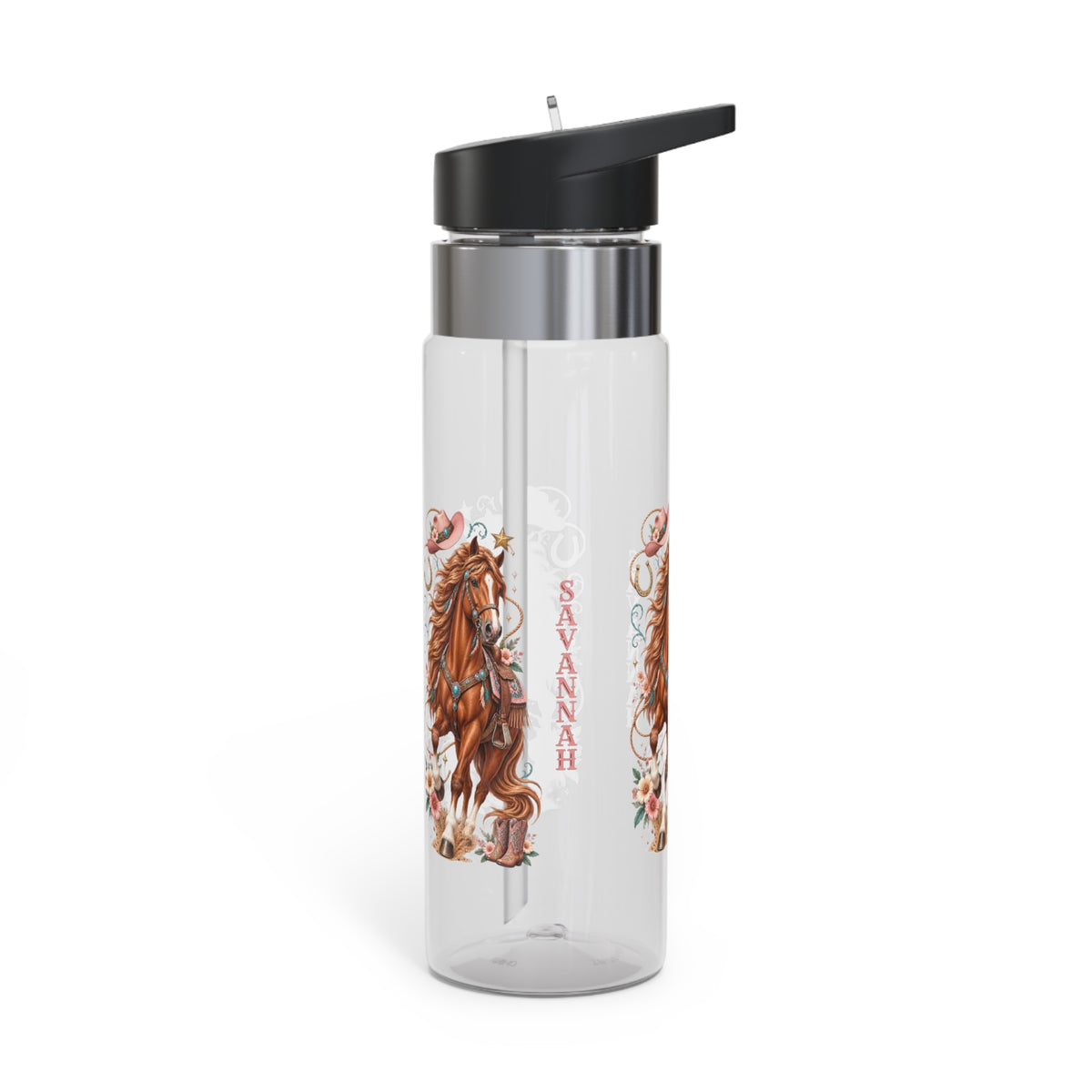 Personalized Cowgirl Horse Water Bottle for Girls, Custom Name 20oz Kids Bottle, Western Rodeo Horse Gift, BPA-Free Tritan School Bottle
