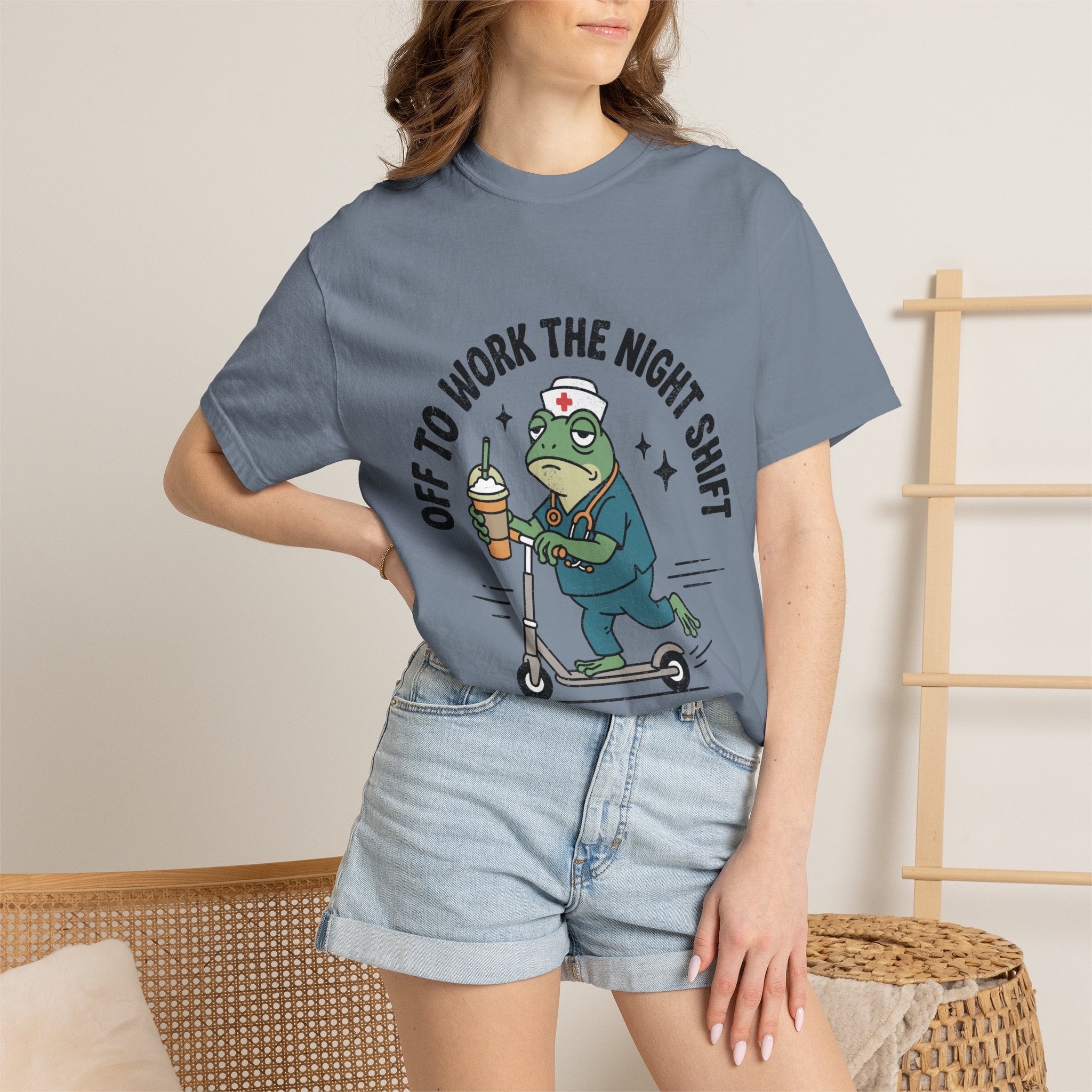 Night Shift Nurse Comfort Colors Shirt, Funny Nurse Frog Tee, Healthcare Worker Gift, RN CNA Nursing School Graduate Shirt