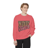 Merry Christmas Leopard Print Sweatshirt, Trendy Holiday Crewneck, Cheetah Lettering Pullover, Festive Gift for Women, Mom or Teacher