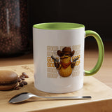 Good Repeating Slogan Cowboy Peanut Mug, Funny Western Office Joke Gift for Coworkers, Sarcastic Outlaw Ceramic Tea Cup with Dark Blue Handle
