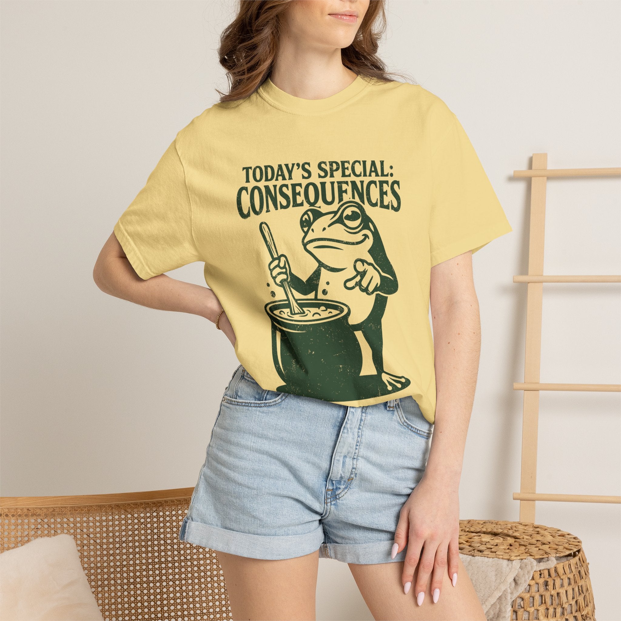 Funny Frog Consequences Shirt Comfort Colors Tee, Today's Special Consequences Teacher Shirt, Classroom Humor Gift, Retro Frog Graphic Tee
