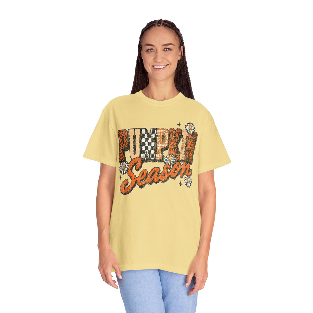Pumpkin Season Shirt, Retro Leopard Checker Fall Graphic Tee, Cute Autumn Gift for Women, Cozy Thanksgiving October Outfit for Her