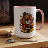 Stuffed With Gratitude Mug, Funny Thanksgiving Turkey Coffee Cup, Friendsgiving Hostess Gift, Cute Fall Drinkware for Food Lovers