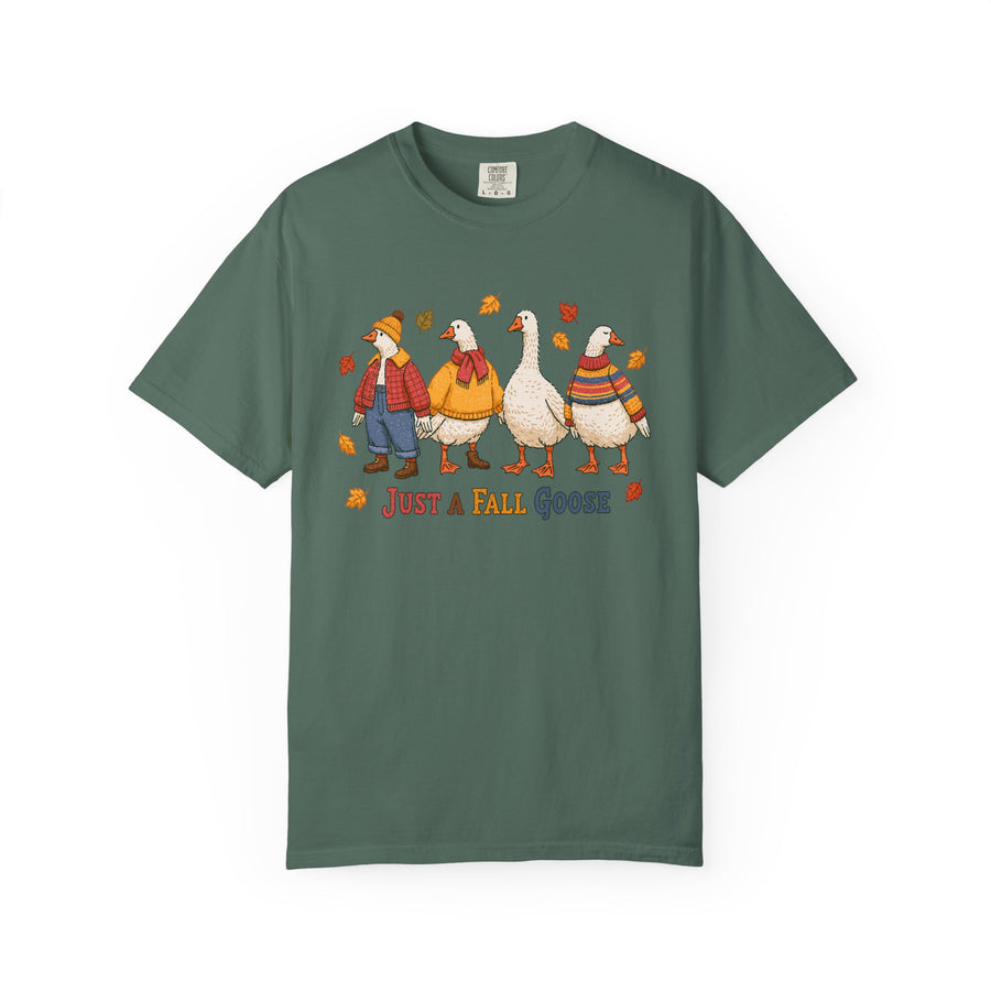 Funny Fall Goose Shirt, Just a Fall Goose Autumn Graphic Tee, Cute Cozy Gift for Bird Lover, Thanksgiving and October Outfit for Her