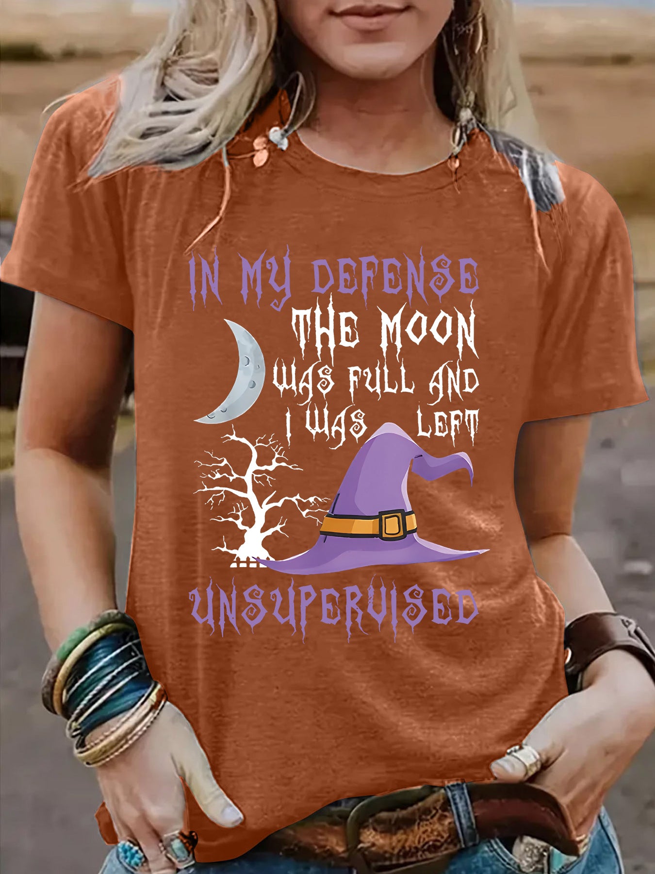 Short sleeved Halloween witch pattern