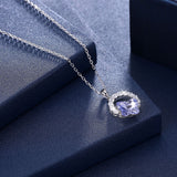 Lekani Sterling Silver s925 Necklace Crystal European And American Popular Purple Light Magic Butterfly Clavicle Chain Female