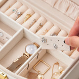 New Wear-resista Leather Jewelry Box Travel Jewelry Organizer Multifunction Necklace Earring Storage Box with Mirror Gifts