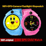 Blue and pink kids GPS smart watch with camera and cartoon face display screen