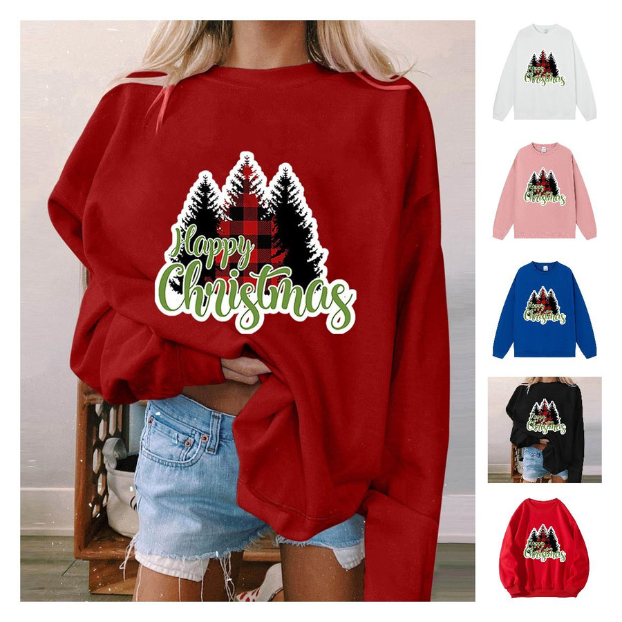Black and red checkered Christmas tree print for ladies
