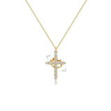 European and American cross pendant women can rotate fashionable and versatile light luxury crown necklace collarbone chain