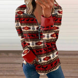 New European and American Womens Western Style Zipper Sweater