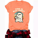 Halloween pattern round neck short sleeved shirt
