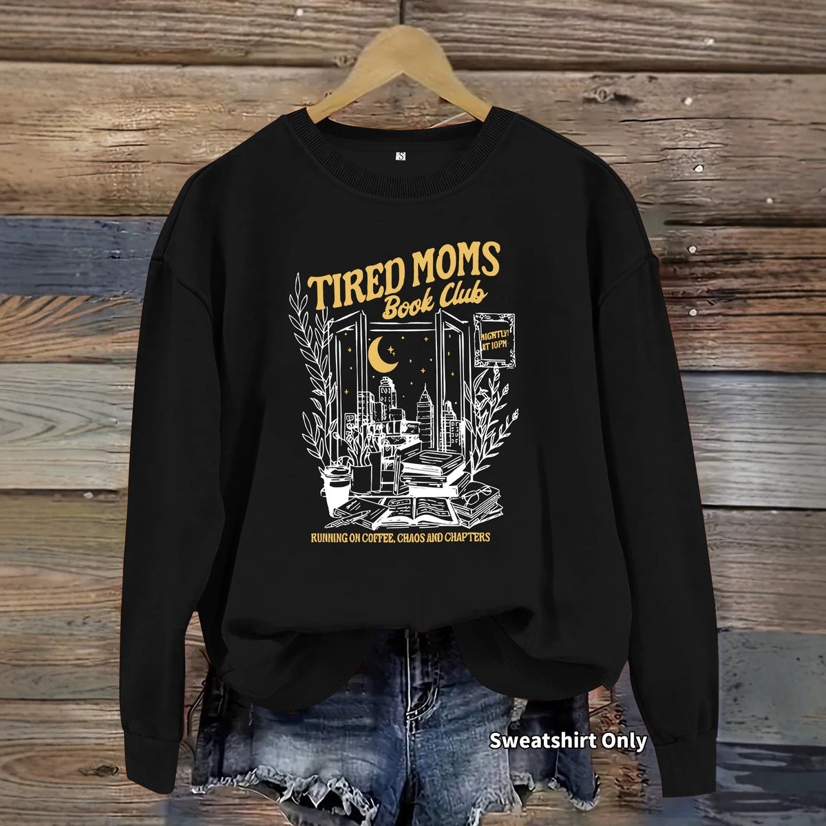 Printed round neck fleece hoodie