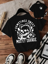 T-shirt women Halloween skull round neck