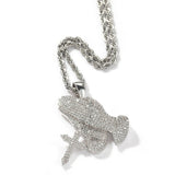 Full diamond hand cross pendant necklace European and American retro hip-hop rap popular accessory