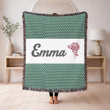Grandma Gift Woven Blanket Personalized Nana Blanket Floral Rose Throw Cozy Grandmother Gift Family Keepsake